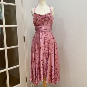 Vintage Y2K 🌸 Betsey Johnson Pink Silk Floral Print Dress, Size 8 (Flawed)